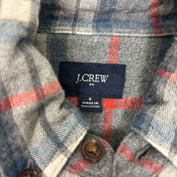 J. Crew Grey with Blue and Red Plaid Striped Collared Button Down Shirt - Picture 5 of 6